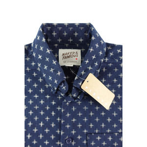 $144 Naked & Famous NEW Kimono Print Plus Easy Shirt Mens S Button Down Up Shirt